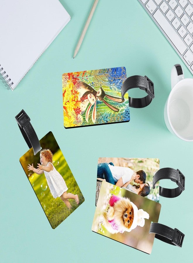 Beclumas 30 Pack Sublimation Luggage Tag Blanks, Double Sided MDF Suitcase Label Tag Blank Travel Bag Tags with Strap for DIY and Custom Design Work - Image 5